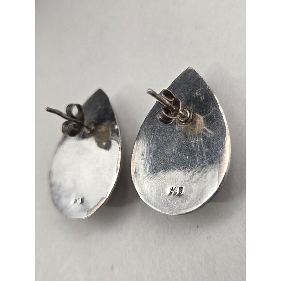 Sterling Silver & Pink Stone Teardrop Earrings Classic BOHO Vintage - Picture 6 of 10